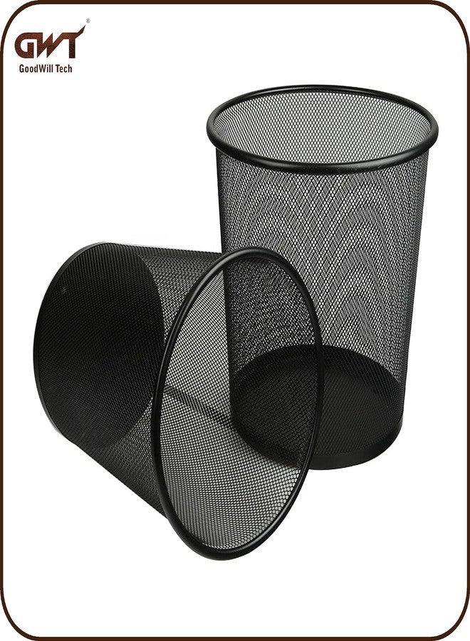 GoodWill Tech Open-Top Cylindrical Metal Mesh Recycling Dustbins- Waste Basket for Home/Office/Coffee Shop/Hotel Non-Toxic - Black, Medium,13liters (Pack of 1) - Image 5